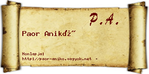 Paor Anikó névjegykártya